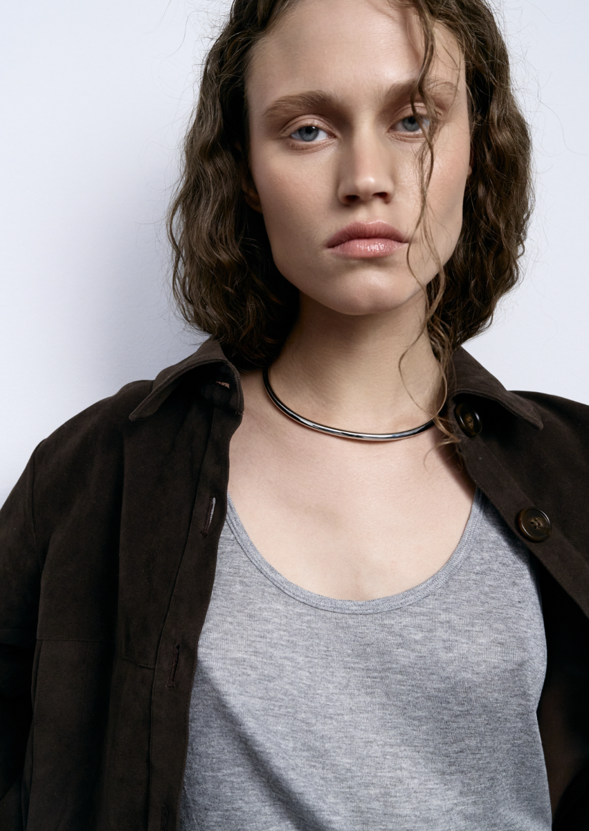 Жесткий серебристый чокер Aloud арт. 59506