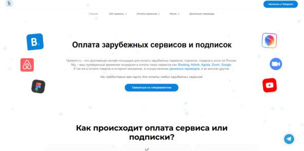 Возможность пополнения через Телеграм