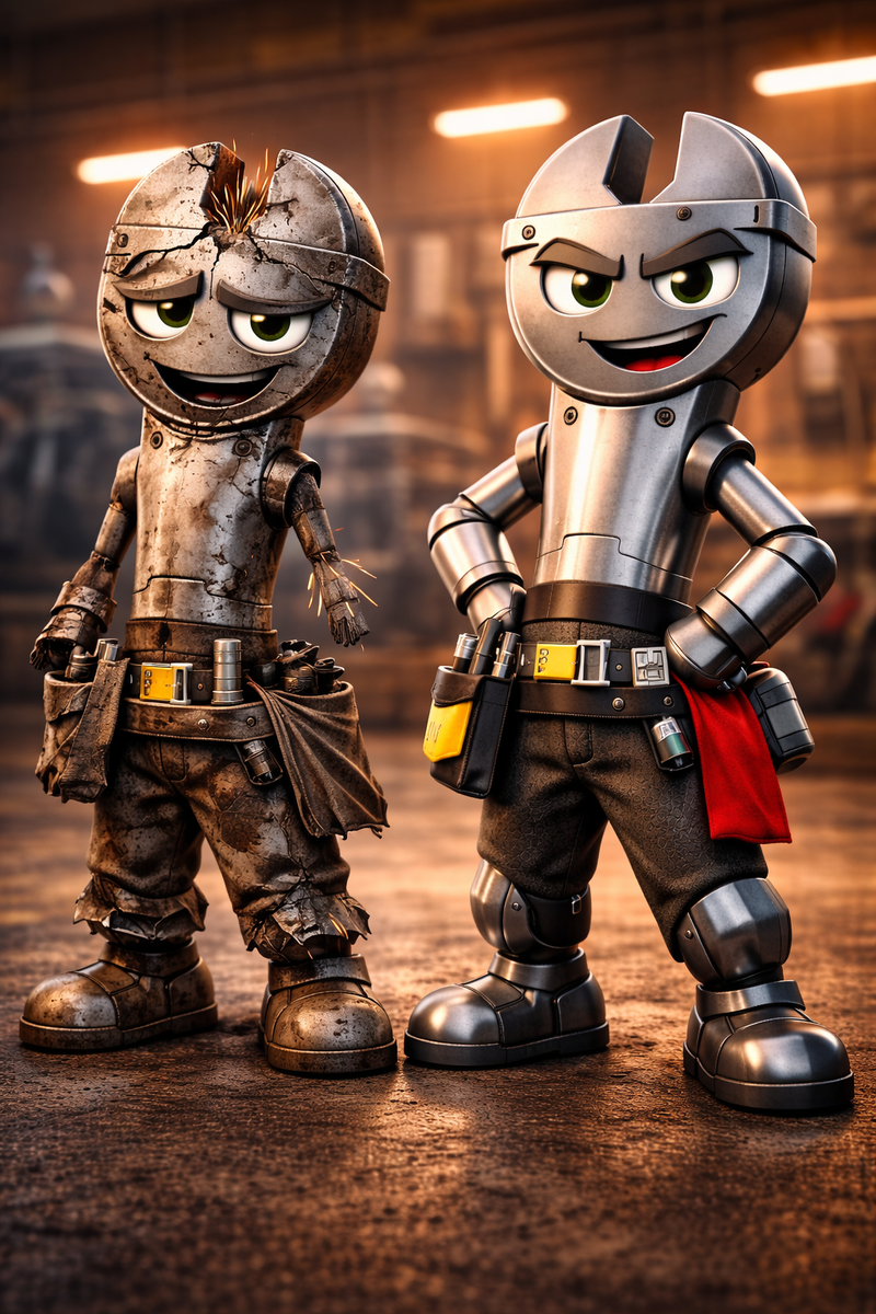 Рис 1.Пример сломанного динамометрического ключа слева и динамометрический ключ после ремонта.