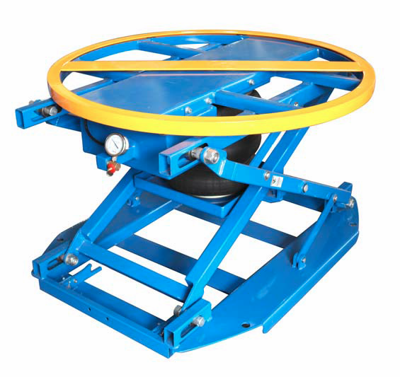 Пневматический подъемный стол с ножничным механизмом и поворотной платформой