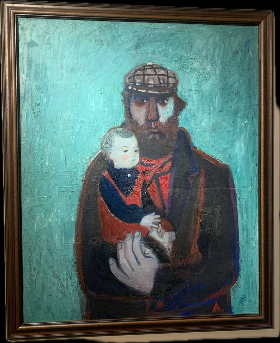 Иван Лубенников (1951-2021). "Отец пришел" автопортрет с сыном, 1982. Государственная Третьяковская галерея 