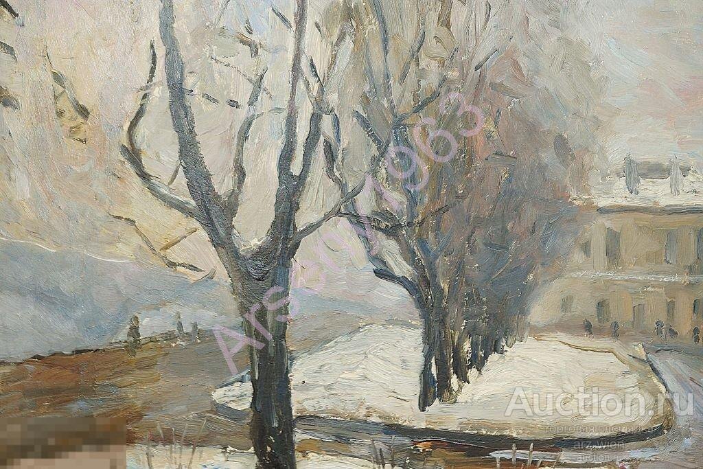 И.Каганский. Картина «Зима. Ленинградский бульвар». к.м., СССР, Ленинград, 1978 год.