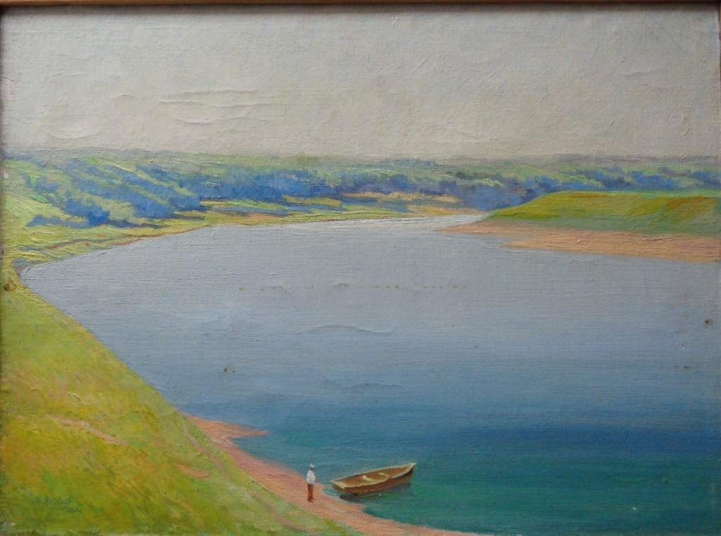 Человек у реки.1960 г. Яковлев Инод Николаевич.