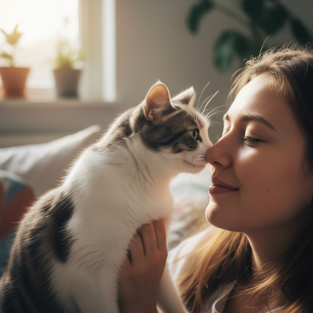 Это не просто ласка, а официальное признание: "Ты — мой!". Когда кот бодает вас головой, он ставит на вас невидимую метку доверия, которую чувствуют все остальные хищники в округе