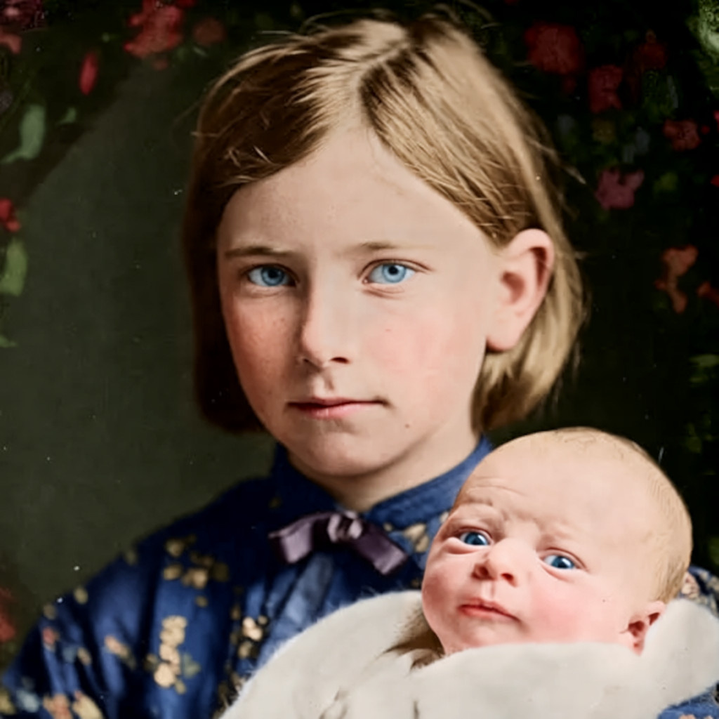 Рут и Дэниел. 1905 год, США, Небраска. Фото раскрашено автором статьи. 