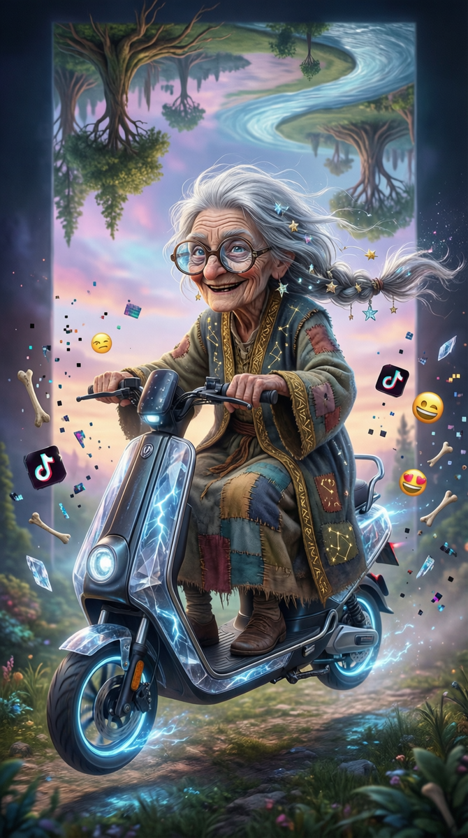 Бабаёжка на электросамокате 