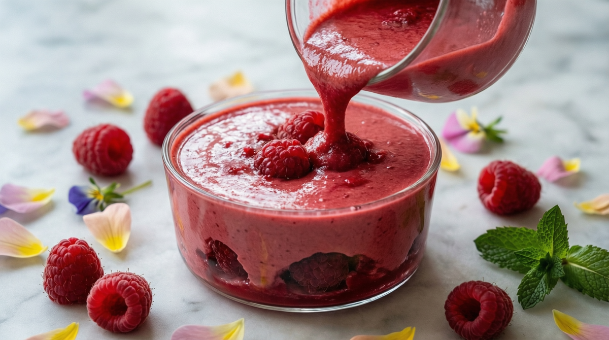 Малиновый кули-крем с кусочками ягод