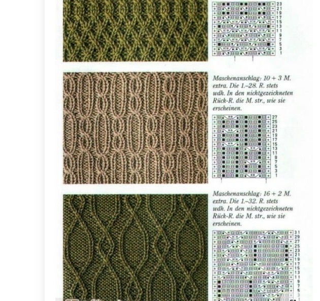 Схема вязания узоров из моей коллекции.