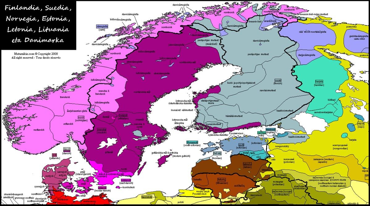 Языки, распространённые  в  Циркумбалтийской  к.-и. области
