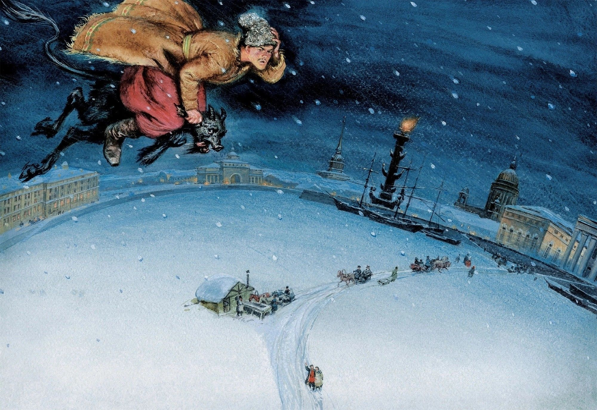 Кузнец Вакула верхом на чёрте. Из открытых источников.