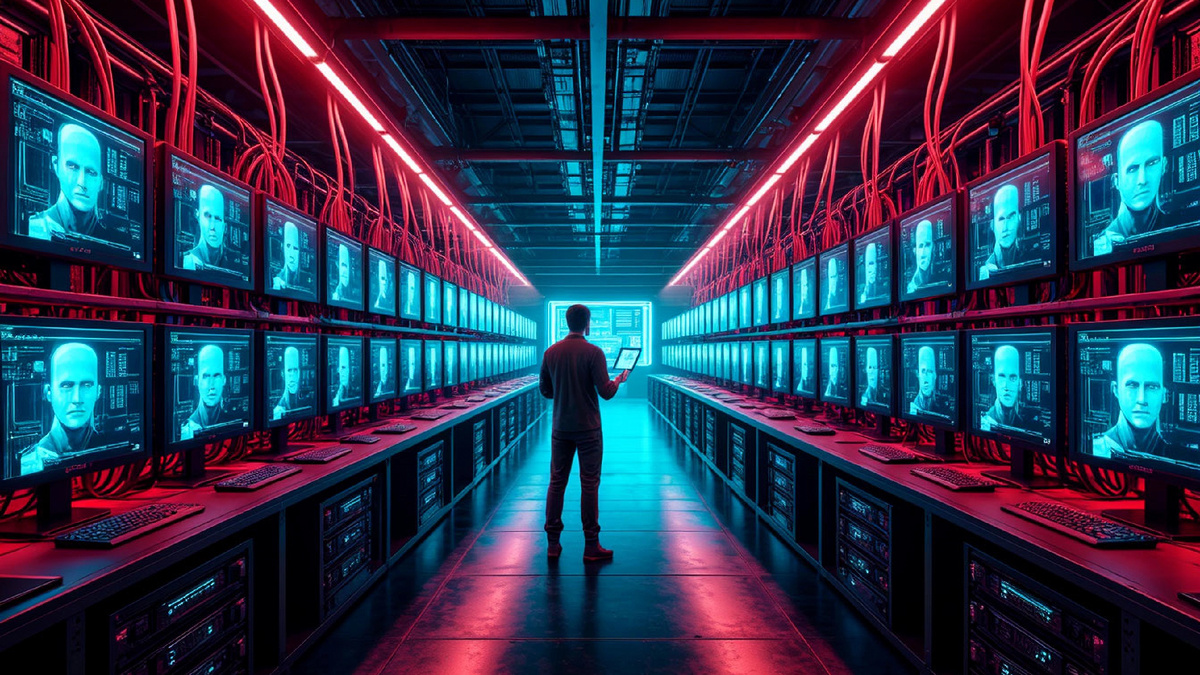 Тишину майнинговых ферм, где когда-то добывали биткоины, сменил постоянный гул голосов. Только это не люди. Это новый китайский конвейер — конвейер по производству доверия и внимания, где работают бессменные, идеальные и абсолютно искусственные дикторы.