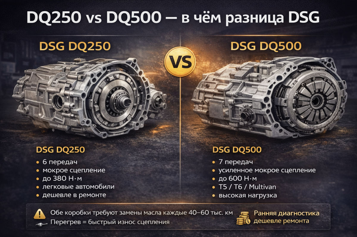 Чем отличаются коробки DQ250 и DQ500