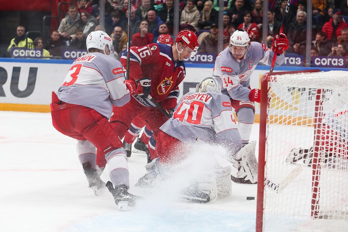    ХК Спартак в матче КХЛ Фото: соцсети ХК ЦСКА