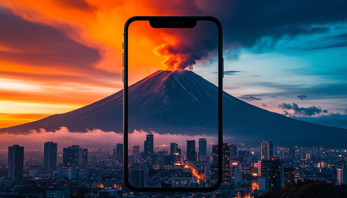 Визуальный якорь: контрастное фото — современный мегаполис на фоне дымящегося вулкана. Подпись: «12 км до Везувия: как Неаполь живёт под угрозой извержения».