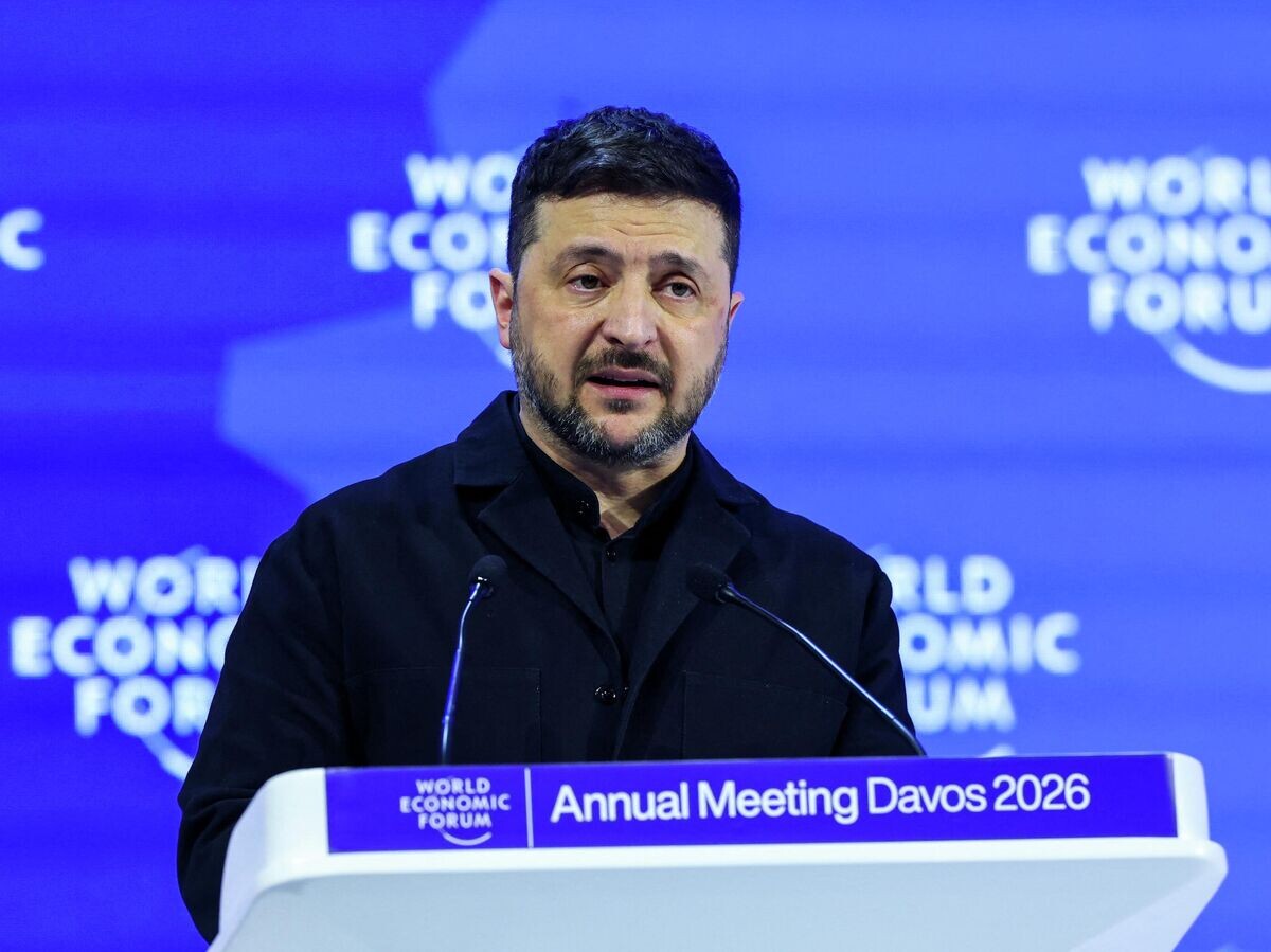    Владимир Зеленский выступает на Всемирном экономическом форуме в Давосе | © REUTERS / Denis Balibouse