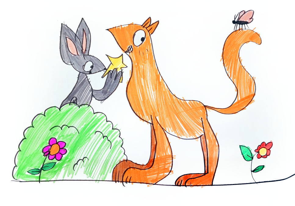 Млавин рисунок "заяц и кошка нашли счастье"