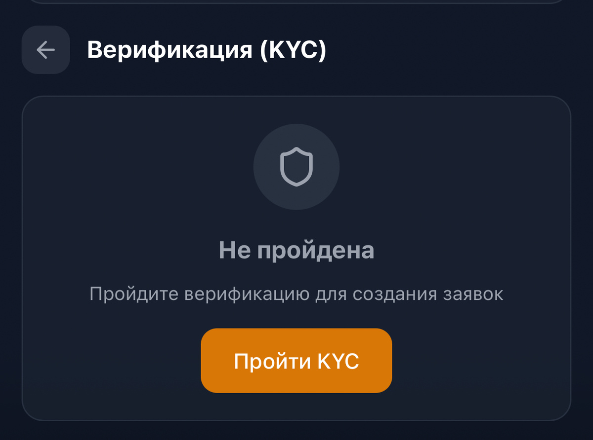 Кнопка «Пройти KYC»