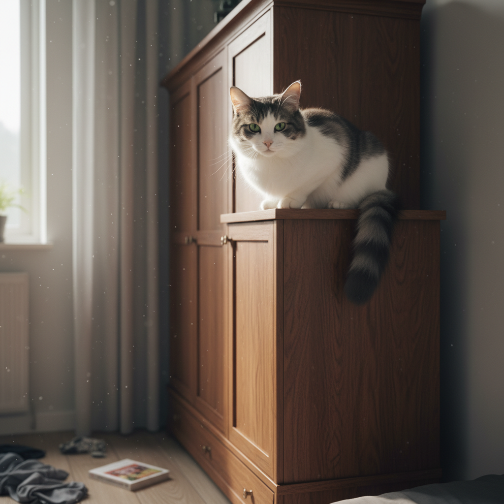 Взгляд сверху вниз — это не случайность, а позиционирование. Узнайте, почему ваш кот считает вас своим ассистентом