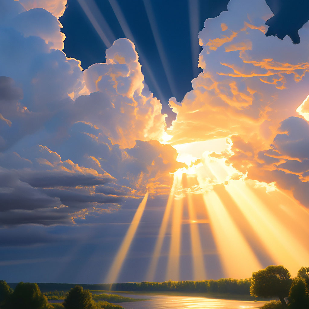 Солнечные лучи из-за туч