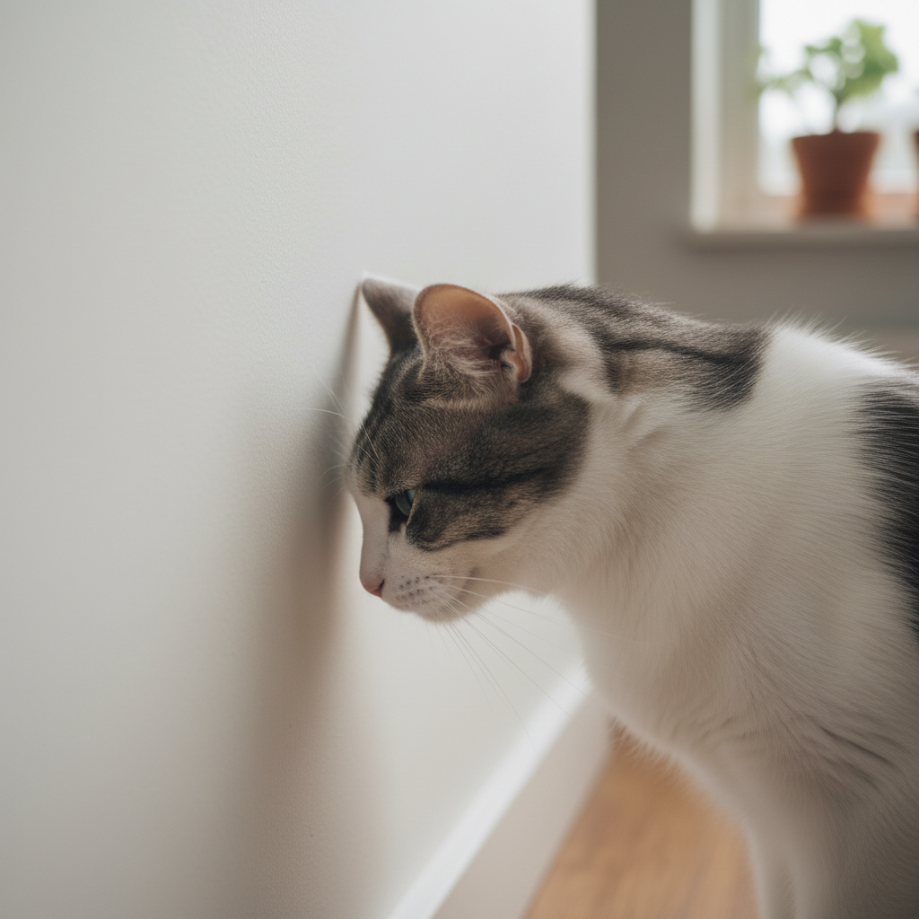 Это не смешно. Если кот упирается головой в стену — это сигнал SOS, который нельзя игнорировать