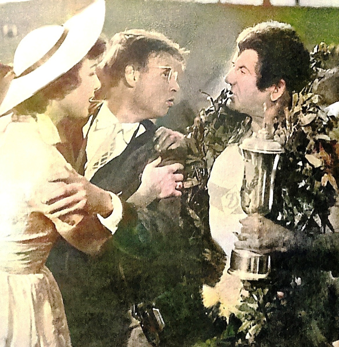 Н. Мышкова, А. Адоскин и И. Ильинский в комедии Эльдара Рязанова "По ту сторону радуги" (1959)