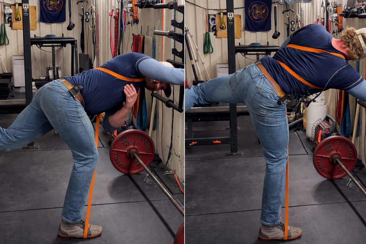 Усложнение упражнения с помощью резиновой ленты