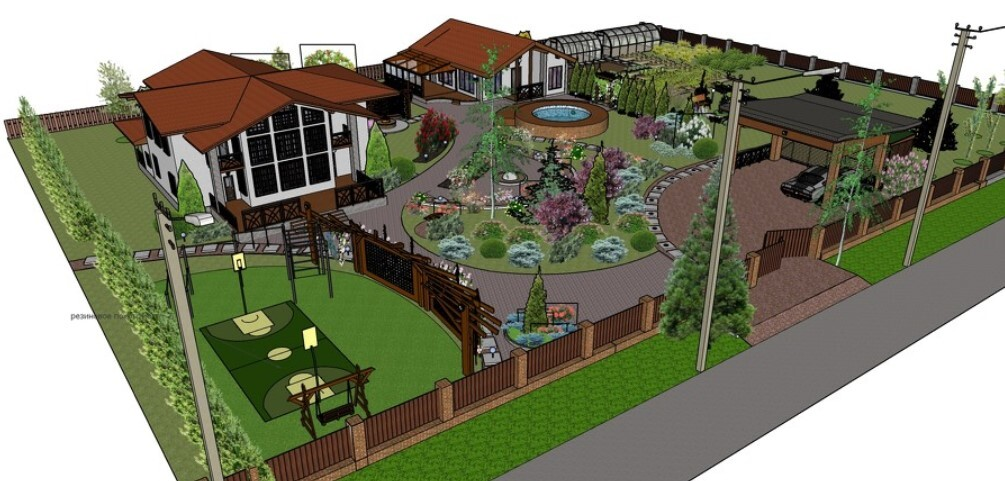 Проект своего участка Елены Поздняк, выпускницы курса "Основы ландшафтного дизайна 2.0."