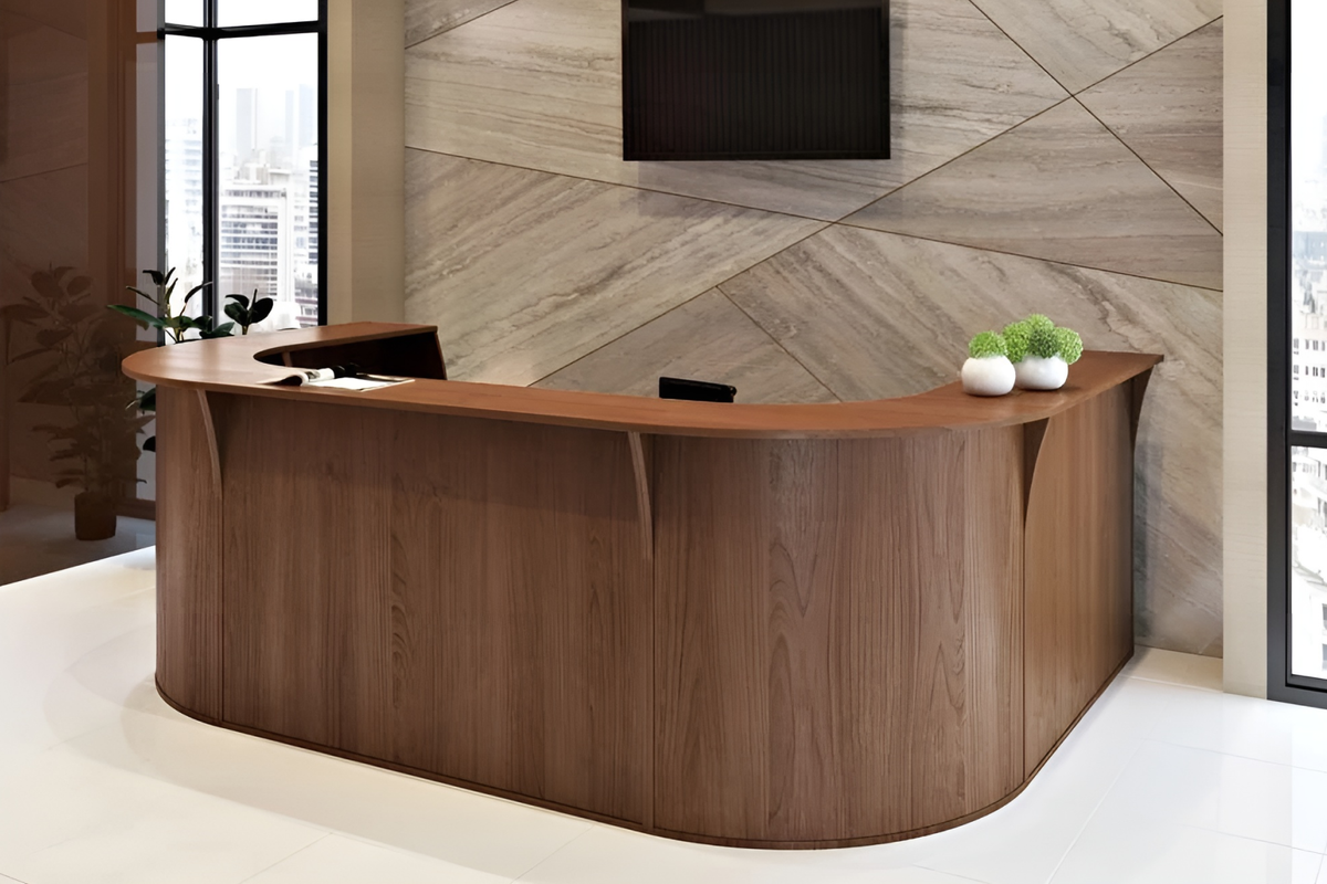 Стойка ресепшен Riva в цвете орех Гварнери. Цена — от 9309* рублей. Код для поиска на сайте — 255717.