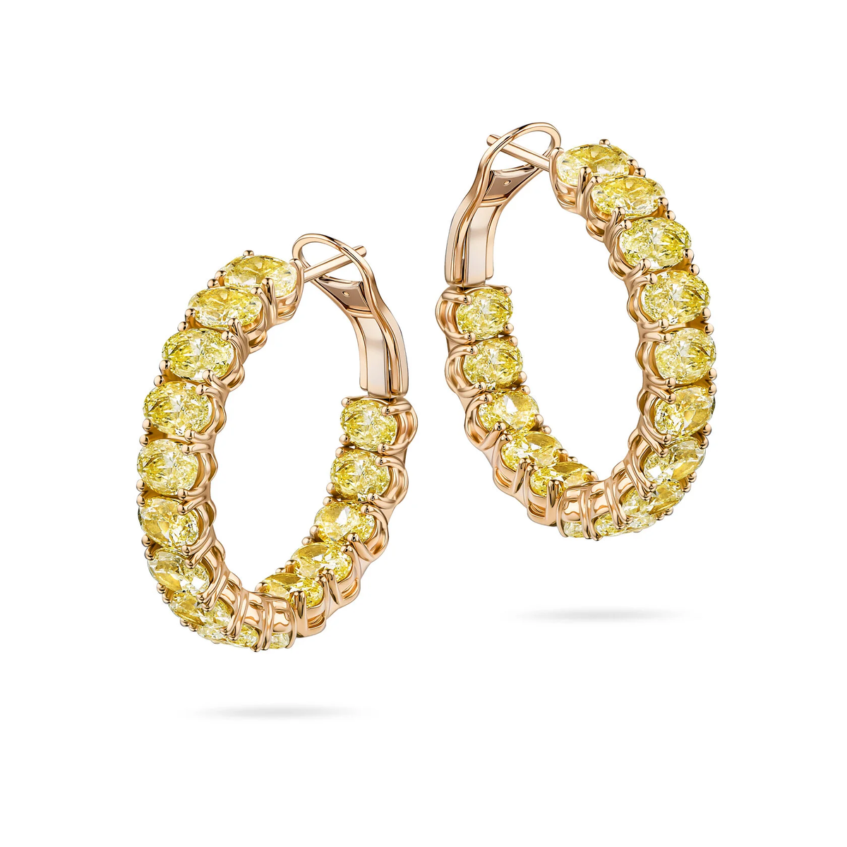 Серьги конго из желтого золота с желтыми бриллиантами 13.38 ct