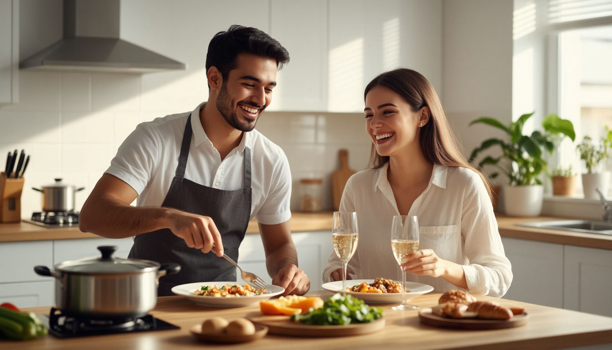 Катя приходит с работы, а у неё ужин готов