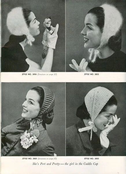 Вязаные чепчики 50-60 гг