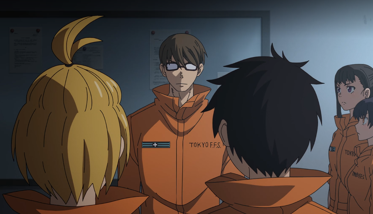 Кадр из аниме «Пламенная бригада пожарных» (Fire Force), 3-й сезон, 1-я серия. Студия: David Production, 2025