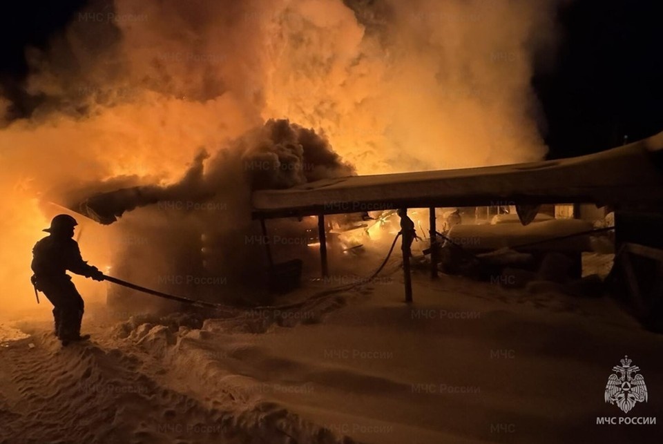    В Заречном огонь уничтожил конюшню в конном клубе. Фото: ГУ МЧС России по Свердловской области