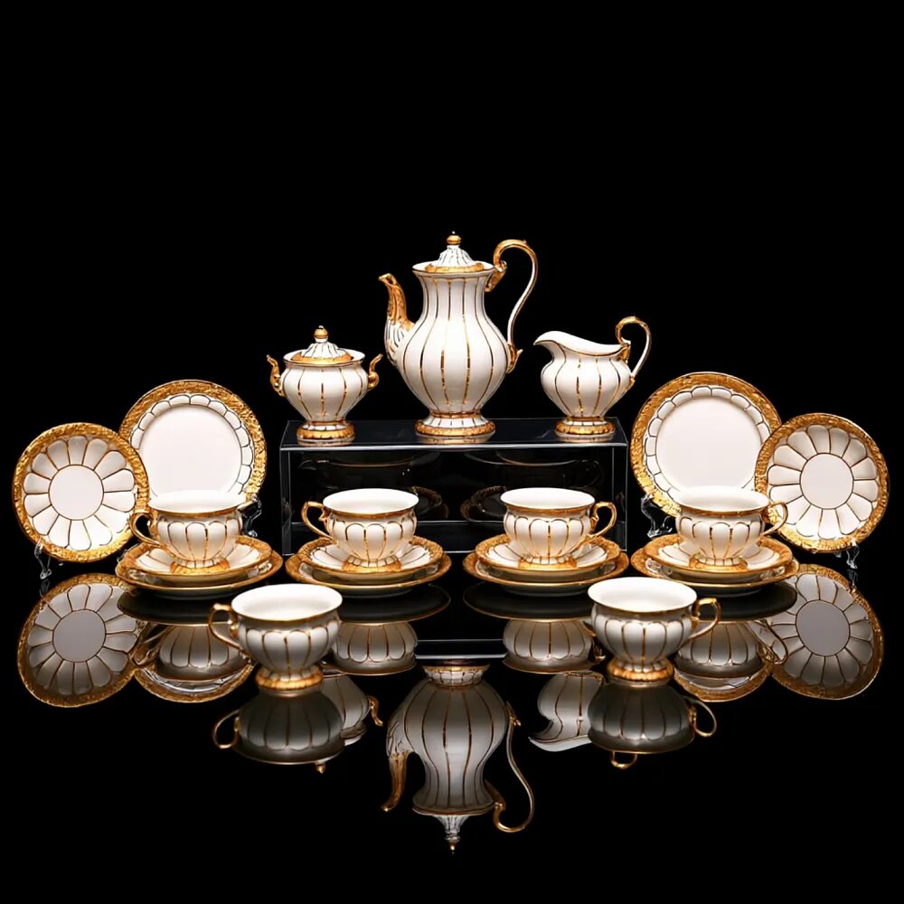 Фарфоровый Кофейный сервиз на 6 персон - 21 предмет, Х форма MEISSEN, Германия.