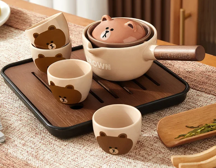 Керамический чайный сервиз Creative Bear 1 горшок 4 чашки