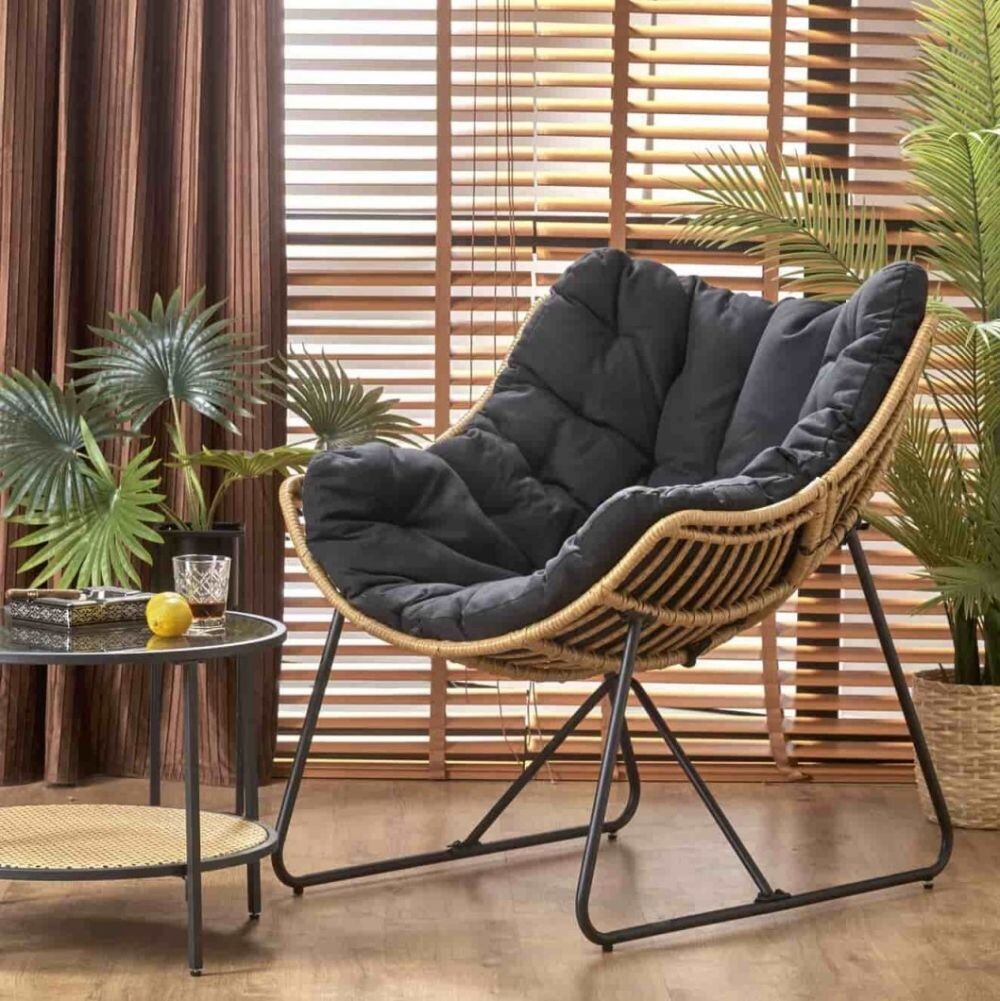 Кресло Halmar WHISPER (черный/натуральный)