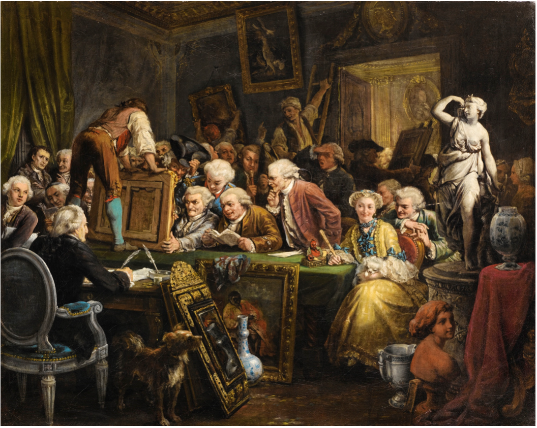 Аукцион, Франция, XIX век, автор: Жюльен Леопольда Буальи, общественное достояние, источник: Википедия