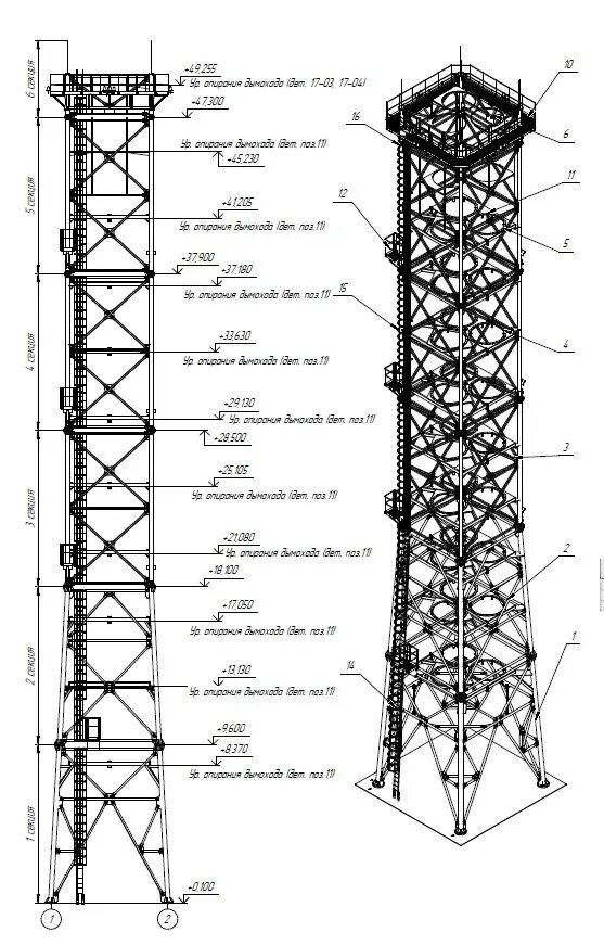 Фрагмент КМД металлической башни 