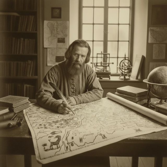 Семен Ремезов за работой. Изображение сгенерировано ИИ