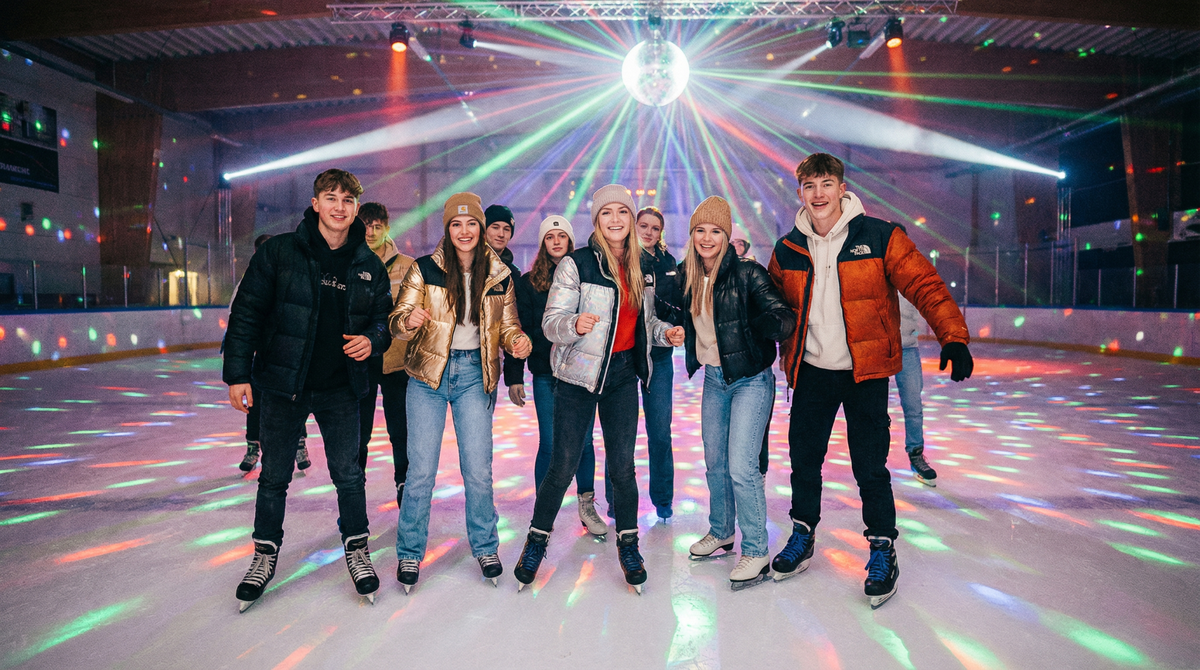 Молодёжь на ледовом катке // Фото: генерация нейросети от Туристического портала Крыма
