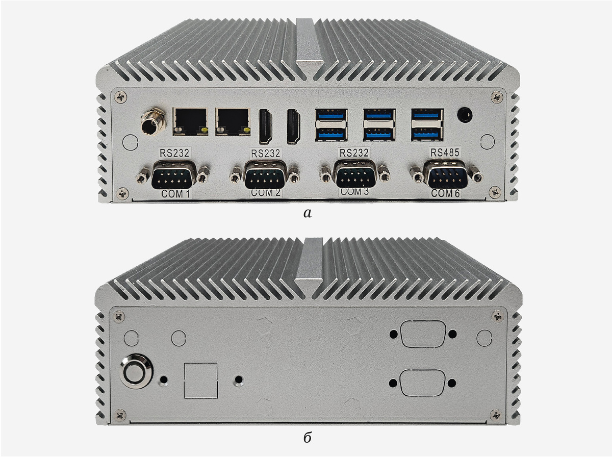 Рис. 1. Безвентиляторный промышленный компьютер ER-8200: а – вид спереди; б – вид сзади