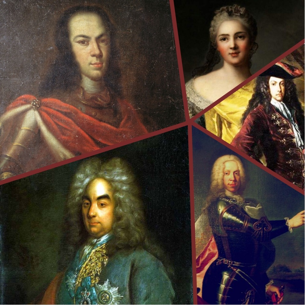 Портрет царевича Алексея. Неизвестный художник. Петр Андреевич Толстой. Художник И. Г. Таннауэр. Фельдмаршал Вирих Филипп фон Даун. Неизвестный художник Император Священной Римской империи Карл VI. Художник Франческо Солимена. Ж. М. Натье "Портрет женщины"