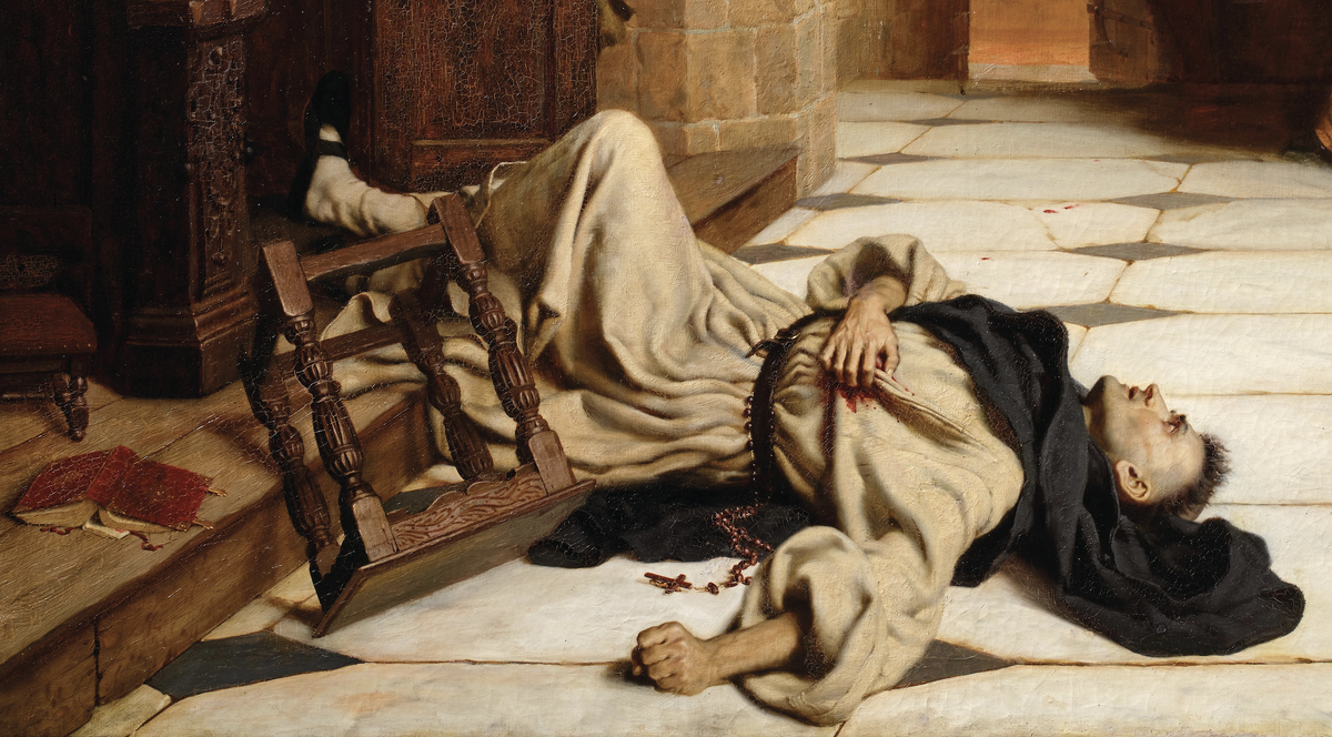 Эдмунд Блэр Лейтон, «Исповедальня», фрагмент картины