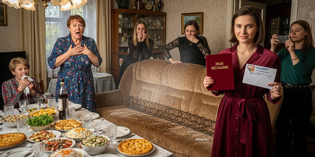 Маме на лекарства нужно было 5 тысяч, а свекровь требовала 180 на диван. Но на юбилее советский диван с Авито за 2000 всё расставил по места