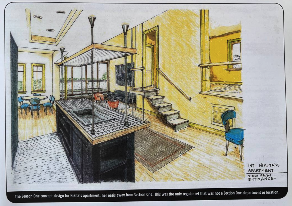 Дизайн квартиры Никиты в первом сезоне, её оазис за пределами Отдела. Вид от главного входа.