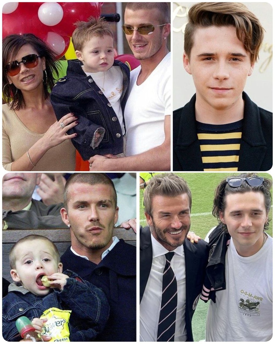 Бруклин Бекхэм в детсвет и сейчас. Фото с родителями