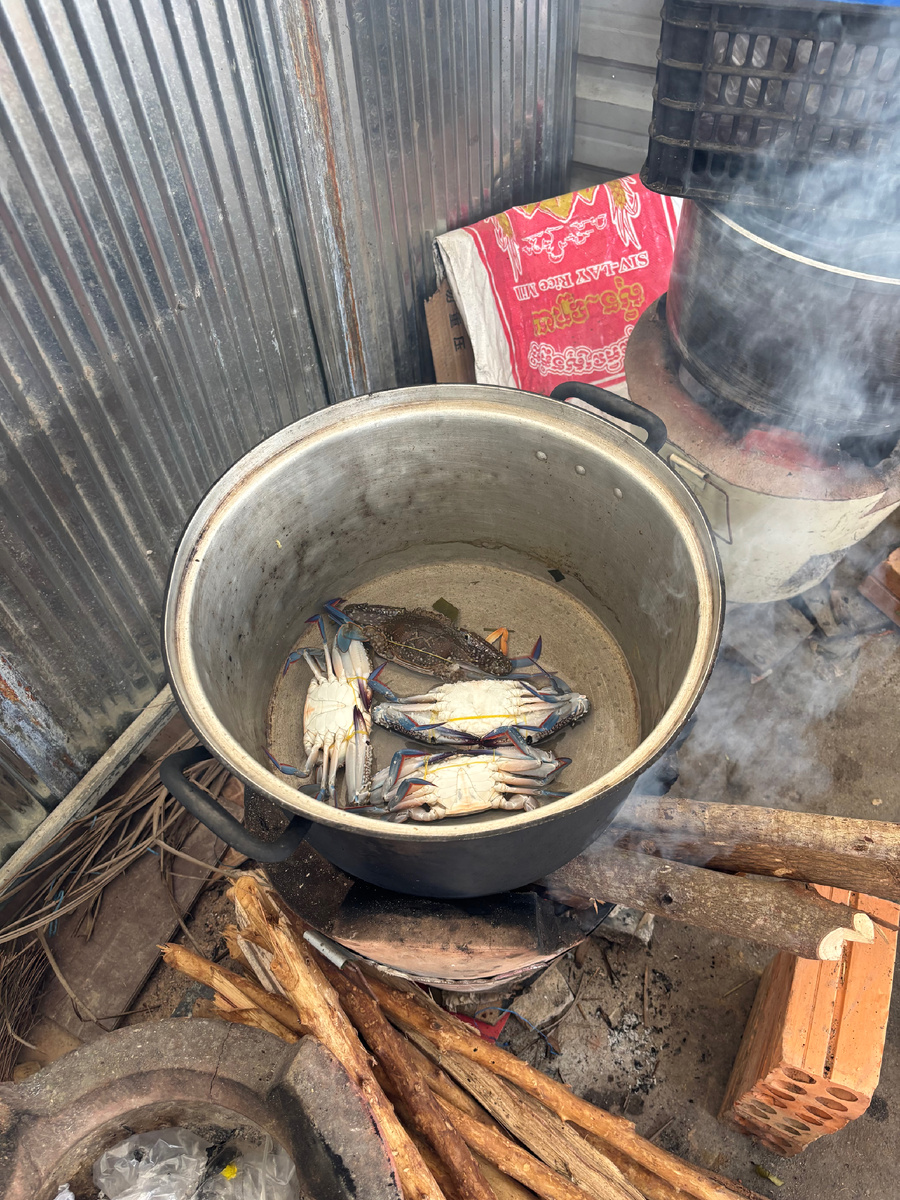 Крабы попадают в кастрюлю практически сразу после рынка — ещё живые, без хранения и заморозки.