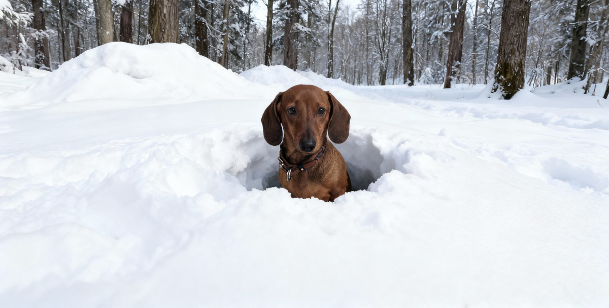 Половина меня в снегу, половина торчит наружу