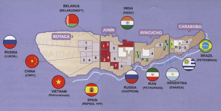 Крупнейшие нефтяные месторождения и блоки Petróleos de Venezuela, Sociedad Anonima (PDVSA) - государственной нефтегазовой компании Венесуэлы (до Трампа).