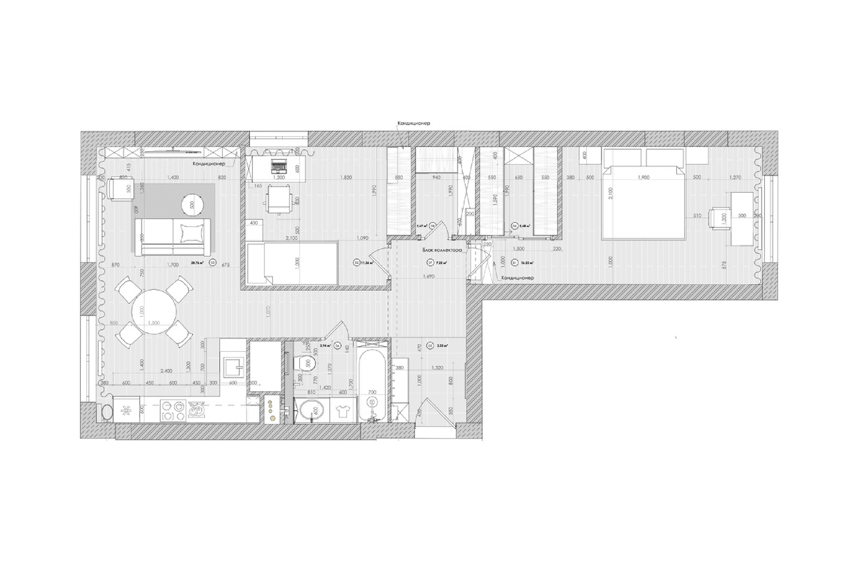 Итоговая планировка и расстановка мебели